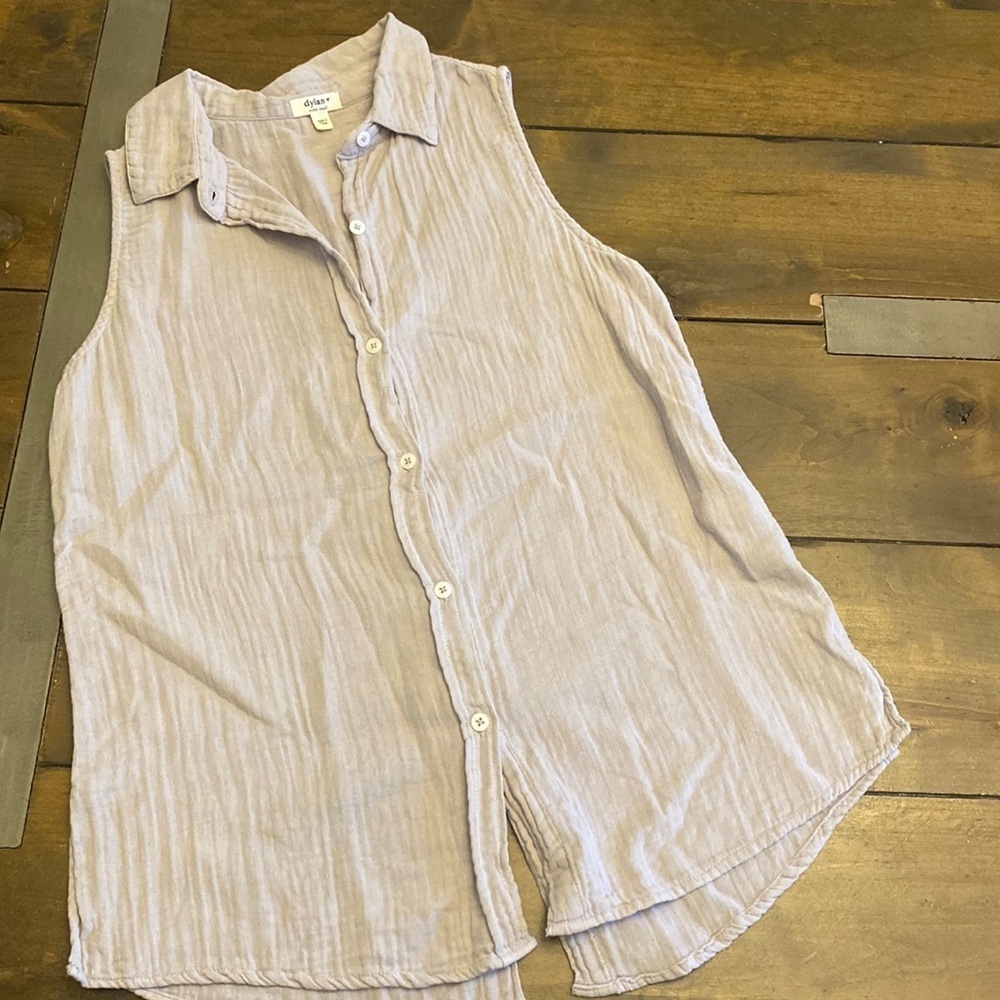 Dylan sleeveless button up gauzy‎ blouse size XS gray